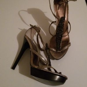 Pelle Moda Platform Leather Embellished Heel